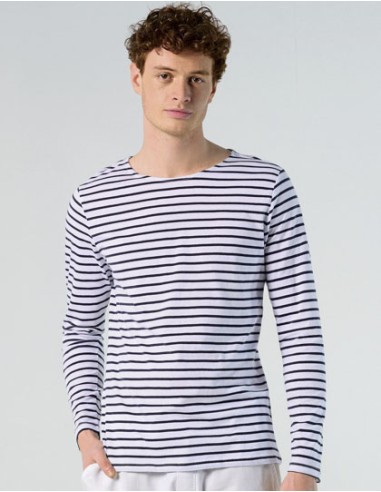 SOL-01402-Mens Long Sleeve Striped T-Shirt Marine